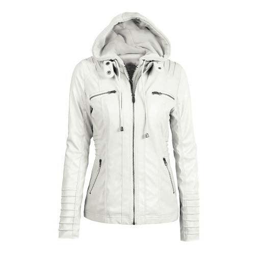 Detachable Hooded Leather Jacket - SHExFAB