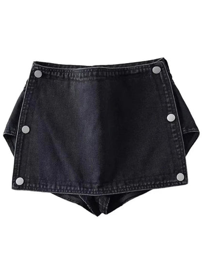 Detachable Side Button Blue Jean Denim Shorts - SHExFAB