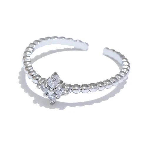 Diamond Shaped Zircon Thin Adjustable Ring - SHExFAB