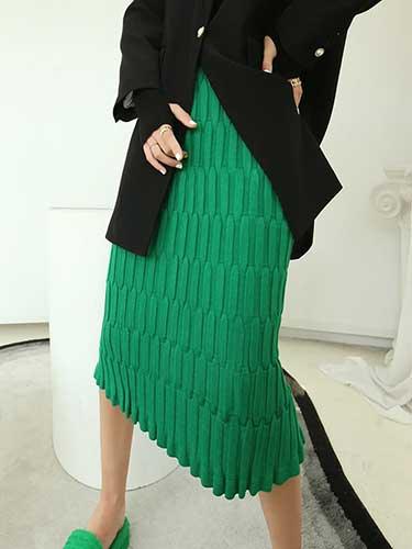 Elastic Waist Dressy Long Knitted Skirt - SHExFAB