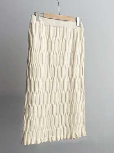 Elastic Waist Dressy Long Knitted Skirt - SHExFAB