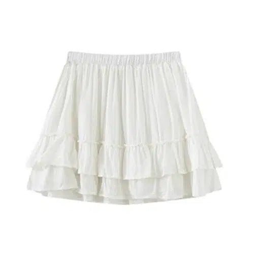 Elastic Waist Layered A - Line Mini Skirt - SHExFAB