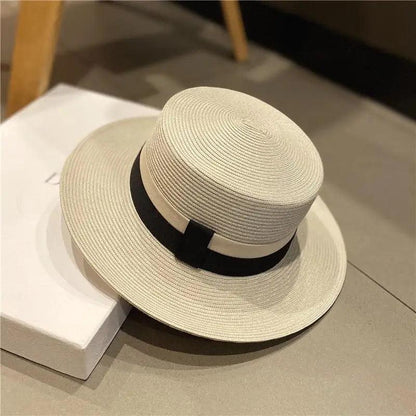 Elegant Flat Top Light Boater Straw Hat - SHExFAB