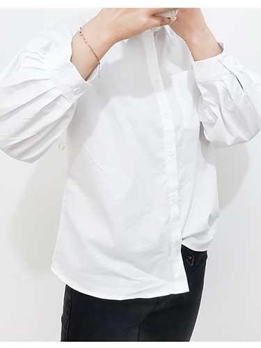 Elegant Lantern Sleeve Office White Shirt - SHExFAB