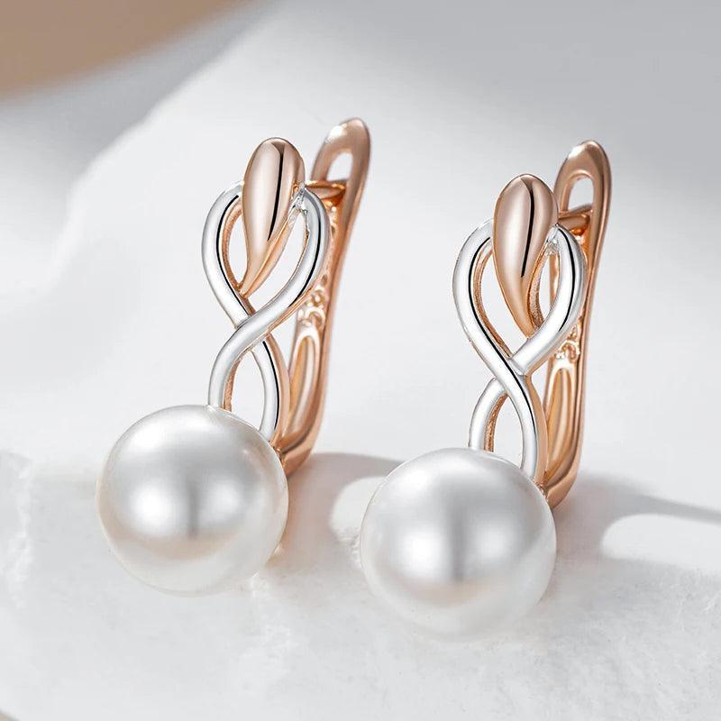 Elegant Two Tone Imitation Pearl Earrings - SHExFAB