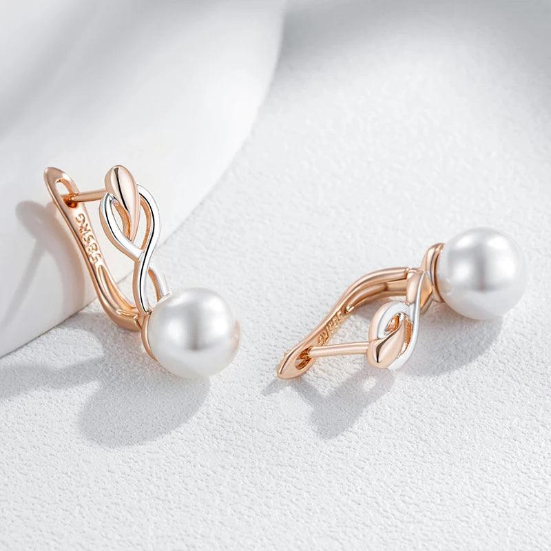 Elegant Two Tone Imitation Pearl Earrings - SHExFAB