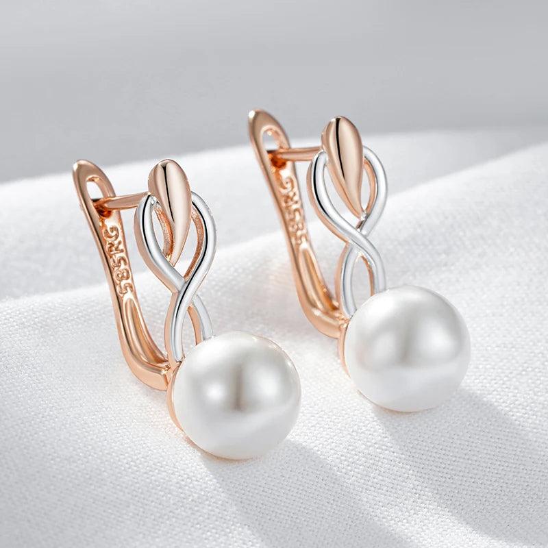 Elegant Two Tone Imitation Pearl Earrings - SHExFAB