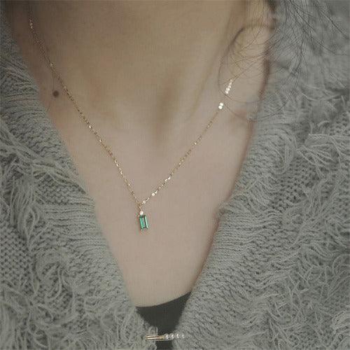 Emerald Crystal Gold Chain Necklace - SHExFAB