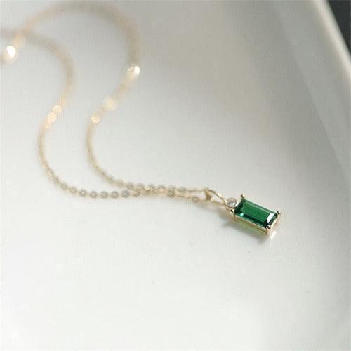 Emerald Crystal Gold Chain Necklace - SHExFAB