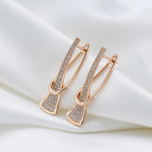 Fashion Fan Loop Zircon Stud Earrings - SHExFAB