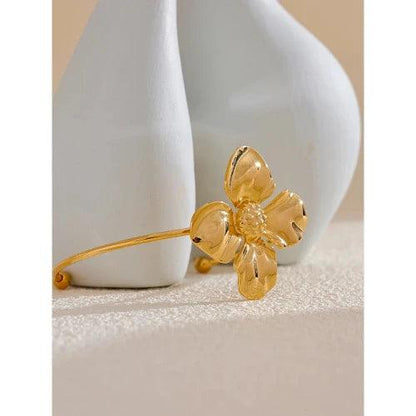 Fashion Jewelry Flower Open Cuff Bangle - SHExFAB