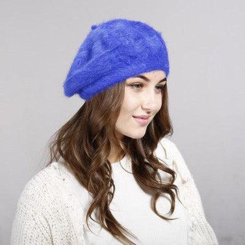 Faux Fur Warm Knit Beret - SHExFAB