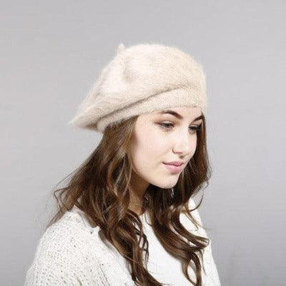 Faux Fur Warm Knit Beret - SHExFAB