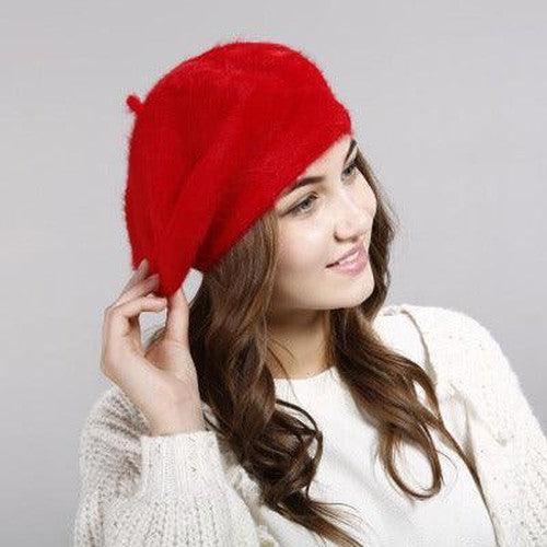 Faux Fur Warm Knit Beret - SHExFAB