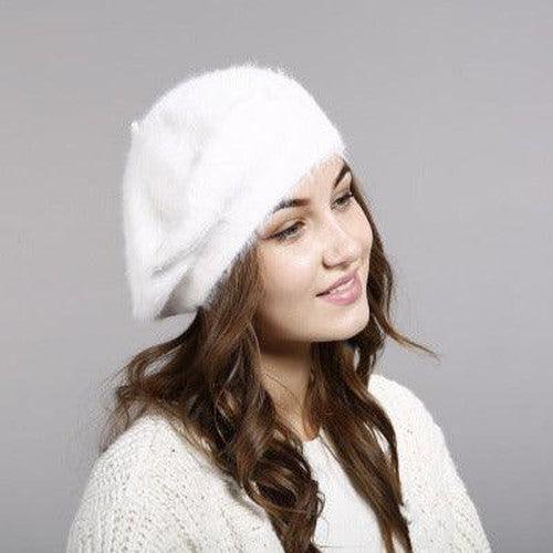 Faux Fur Warm Knit Beret - SHExFAB