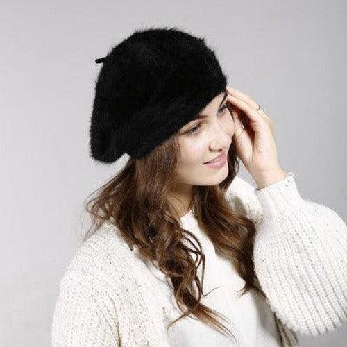 Faux Fur Warm Knit Beret - SHExFAB