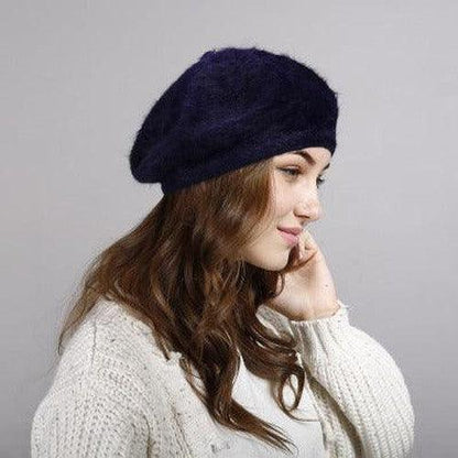 Faux Fur Warm Knit Beret - SHExFAB