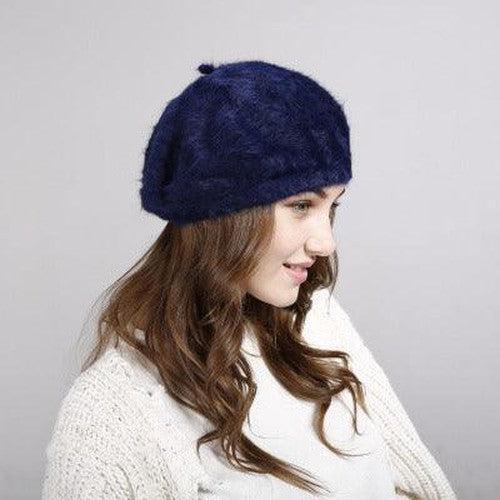 Faux Fur Warm Knit Beret - SHExFAB