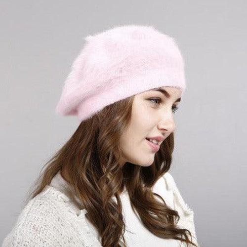 Faux Fur Warm Knit Beret - SHExFAB