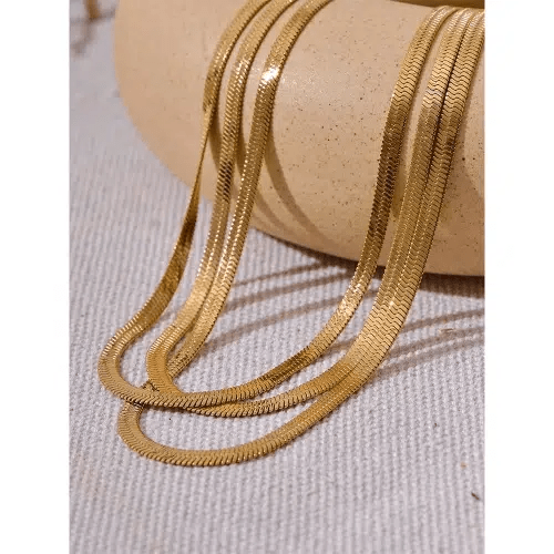 Flat Snake Long Chain Layered Necklace - SHExFAB