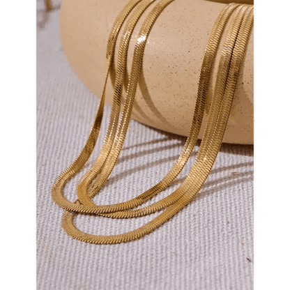 Flat Snake Long Chain Layered Necklace - SHExFAB