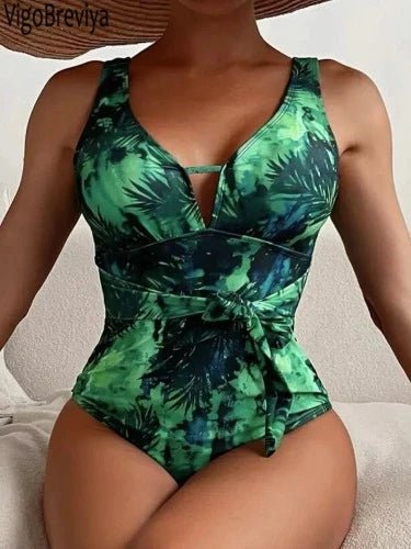 Floral Backless Push Up One Piece Swimsuit - SHExFAB