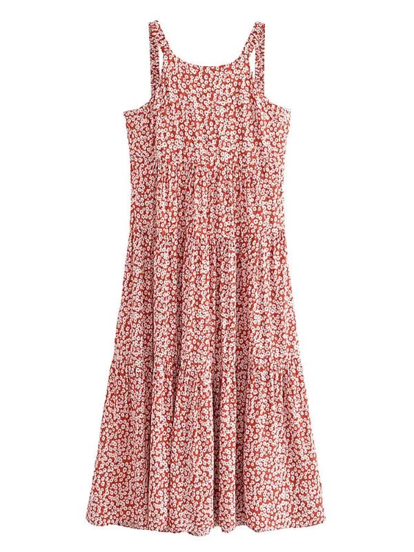 Floral Sleeveless Summer A - Line Pleated Dress - SHExFAB