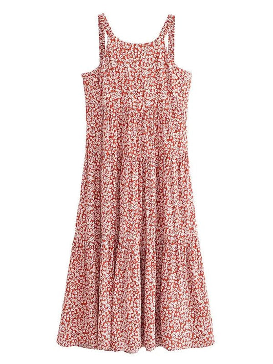 Floral Sleeveless Summer A - Line Pleated Dress - SHExFAB