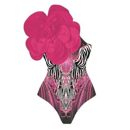 Flower Applique Graphic One - Piece Swimsuit - SHExFAB