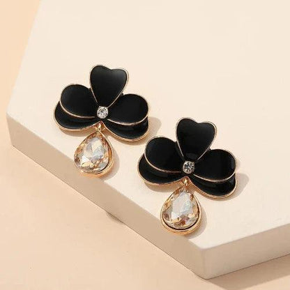 Flower Crystal Teardrop Trendy Dangle Earrings - SHExFAB