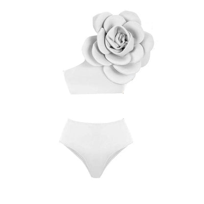 Flower Shoulder High Waist 2 Piece Bikini Set - SHExFAB