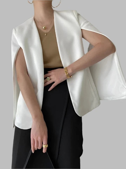 Four Season Open Front Split Sleeve Blazer Cape - SHExFAB