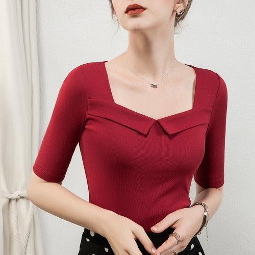 French Square Neck Slim Top - SHExFAB