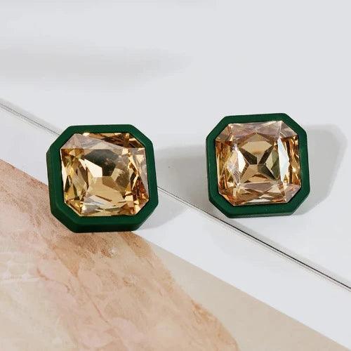 Geometric Sparkle Crystal Stud Earrings - SHExFAB