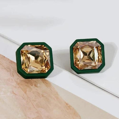 Geometric Sparkle Crystal Stud Earrings - SHExFAB