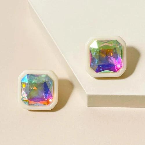 Geometric Sparkle Crystal Stud Earrings - SHExFAB