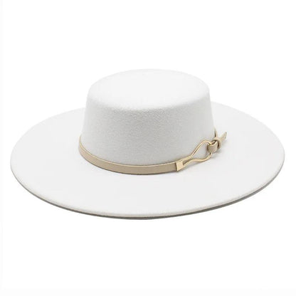 Gold Belt Wide Brim Jazz Fedora Hat - SHExFAB