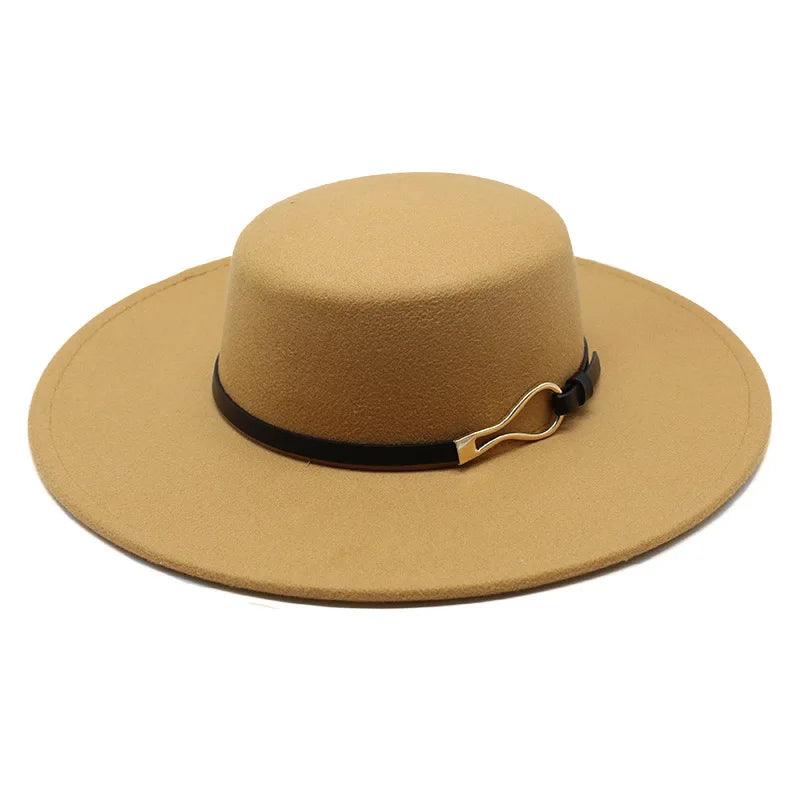 Gold Belt Wide Brim Jazz Fedora Hat - SHExFAB