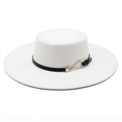 Gold Belt Wide Brim Jazz Fedora Hat - SHExFAB