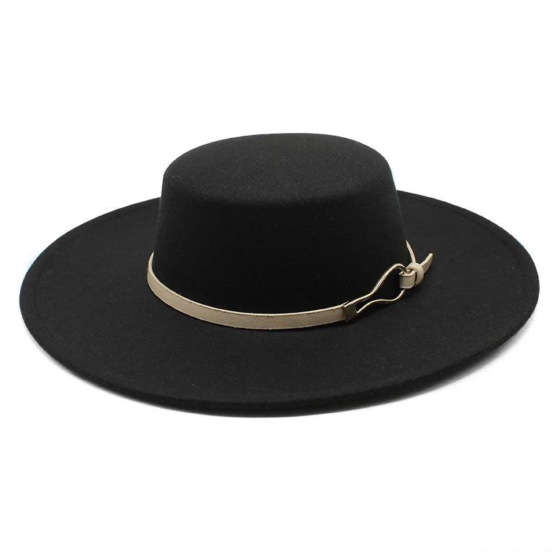 Gold Belt Wide Brim Jazz Fedora Hat - SHExFAB