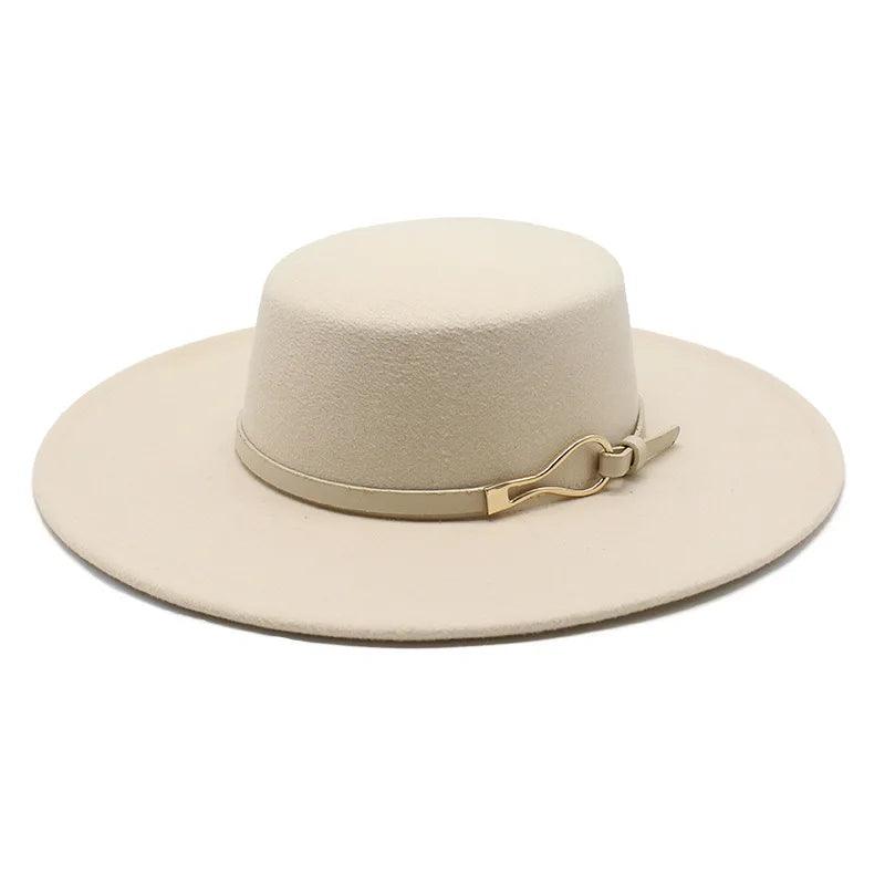 Gold Belt Wide Brim Jazz Fedora Hat - SHExFAB