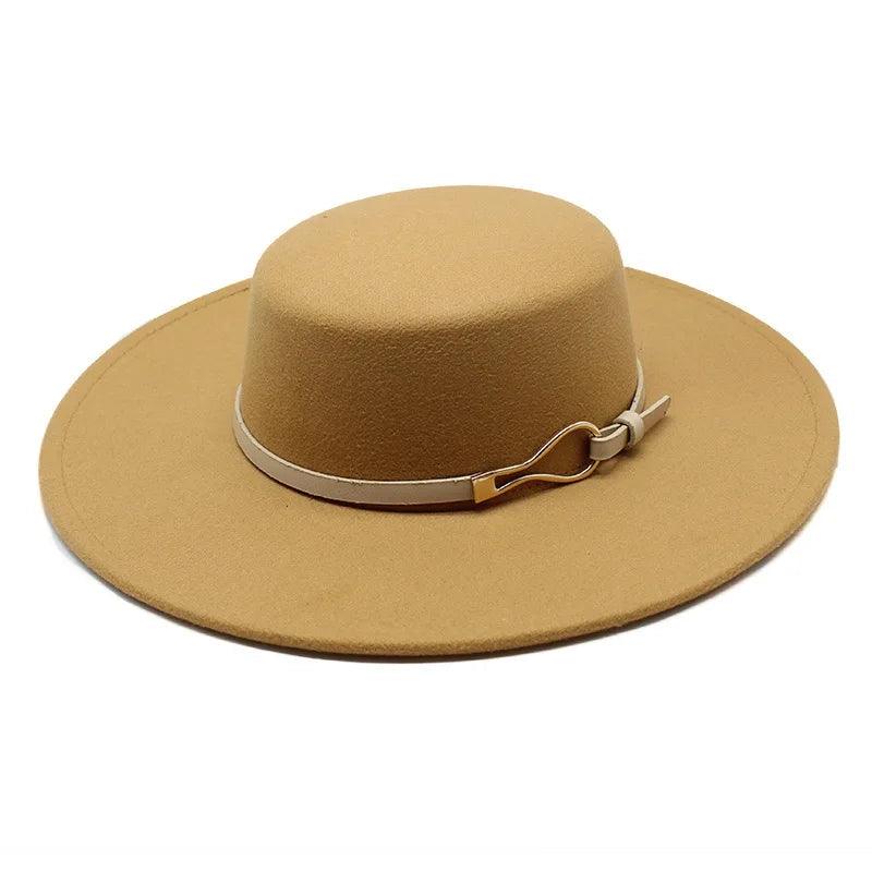 Gold Belt Wide Brim Jazz Fedora Hat - SHExFAB