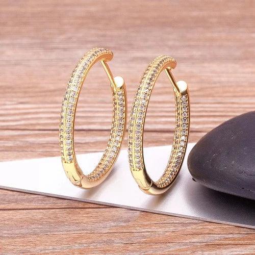 Gold CZ Hoop Earrings - SHExFAB