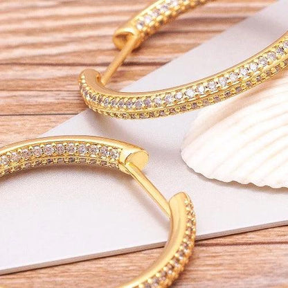 Gold CZ Hoop Earrings - SHExFAB