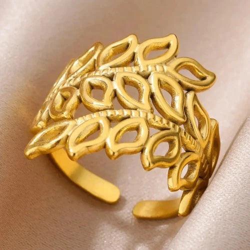 Gold Plated Leaf Fashion Ring - SHExFAB