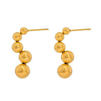 Golden Bead Stud Earrings - SHExFAB