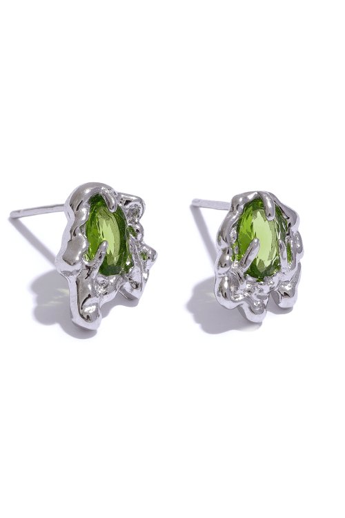 Green CZ Sterling Silver Earrings - SHExFAB