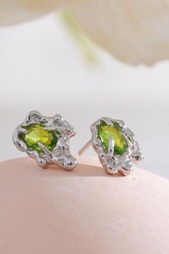 Green CZ Sterling Silver Earrings - SHExFAB