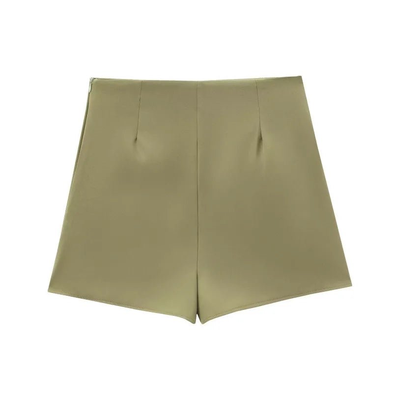 Green Front Lace - Up Short Skirt Shorts - SHExFAB