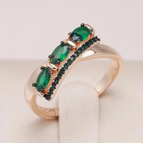 Green Oval Cubic Zirconia Fashion Ring - SHExFAB